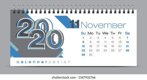 Vector calendar design with 2020 seasons concept and typography