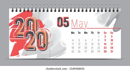Vector calendar design with 2020 seasons concept and typography