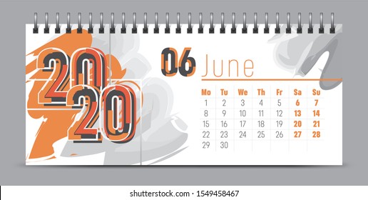 Vector calendar design with 2020 seasons concept and typography