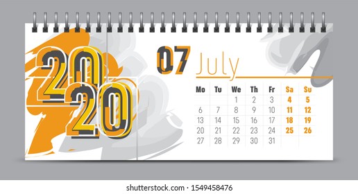 Vector calendar design with 2020 seasons concept and typography