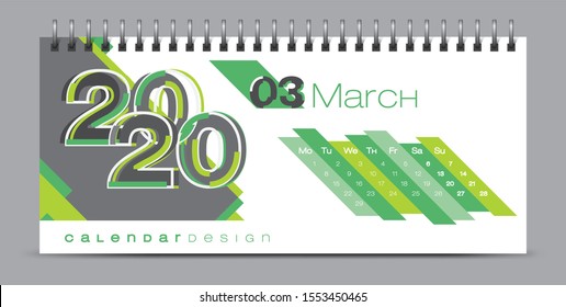 Vector calendar design with 2020 seasons concept and typography