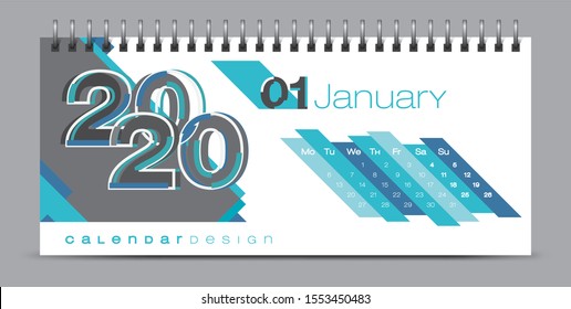 Vector calendar design with 2020 seasons concept and typography