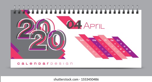 Vector calendar design with 2020 seasons concept and typography