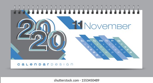 Vector calendar design with 2020 seasons concept and typography