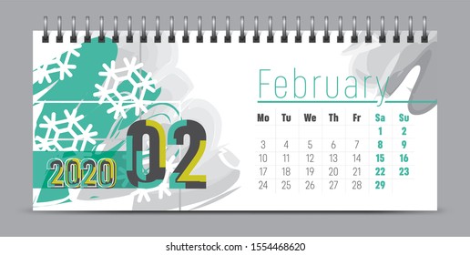 Vector calendar design with 2020 seasons concept and typography