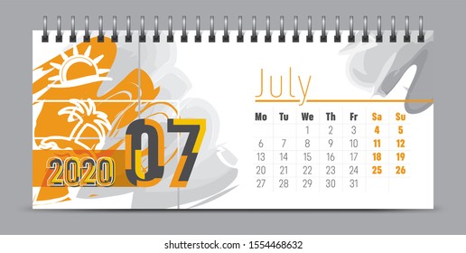Vector calendar design with 2020 seasons concept and typography