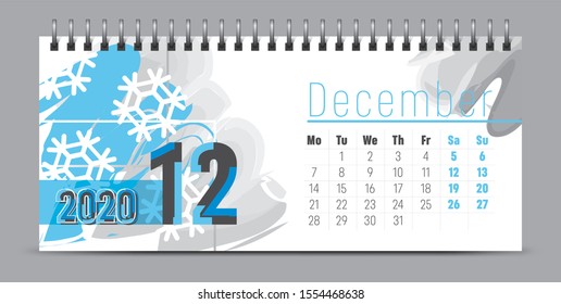Vector calendar design with 2020 seasons concept and typography