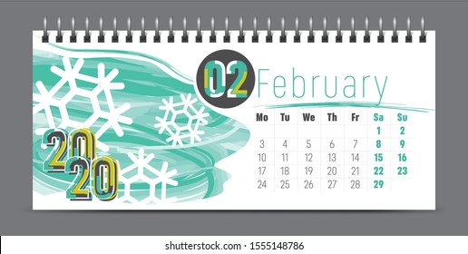 Vector calendar design with 2020 seasons concept and typography