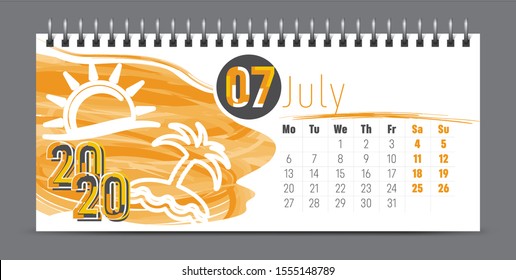Vector calendar design with 2020 seasons concept and typography