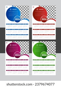 Vector Calendar Design 2024 für Ihre Bürowand