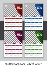 Vector calendar design template 2024 for business wall calendar 