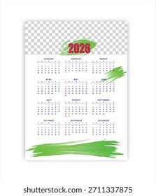 Plantilla de diseño de calendario de Vector 2026