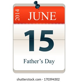 Vector Calendar of Fathers Day, 15th June, 2014