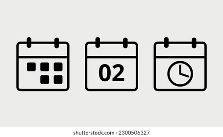 Vector calendar flat icon. Black leaked isolated illustration for graphic and web design. Day 02.