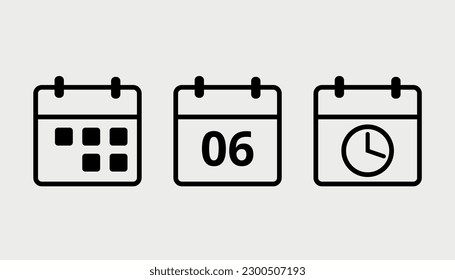Vector calendar flat icon. Black leaked isolated illustration for graphic and web design. Day 06.