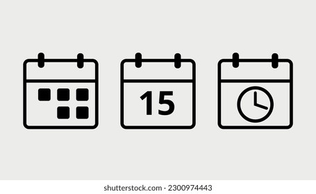 Vector calendar flat icon. Black leaked isolated illustration for graphic and web design. Day 15.