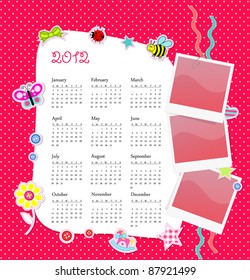 Vector calendar in girl scrapbook style