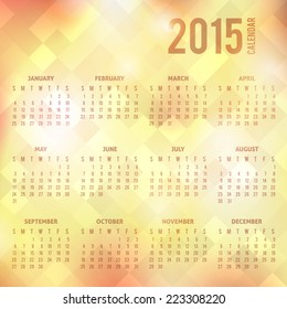 vector calendar grid 2015 year on geometric abstract background