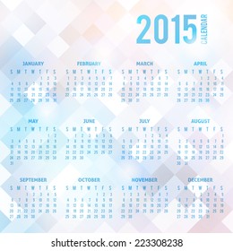 vector calendar grid 2015 year on geometric abstract background