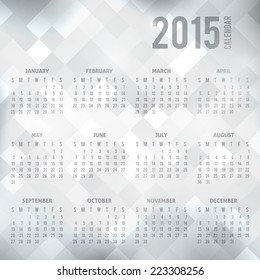 vector calendar grid 2015 year on geometric abstract background