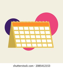 Vector - Calendar grid on modern design. Flat image. Planning, Organization, Memo, Reminder. Copy space.