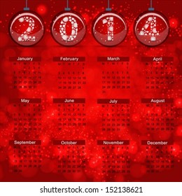 Vector calendar  Happy New Year 2014 abstract background