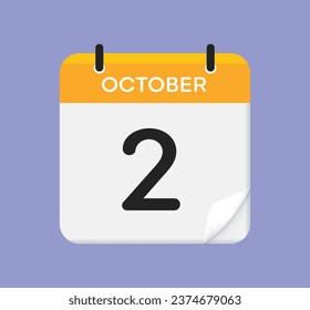Icono de calendario del vector. 14 de octubre. Día, mes. Estilo plano.