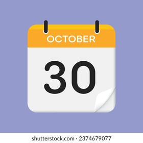 Icono de calendario del vector. 14 de octubre. Día, mes. Estilo plano.