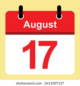 vector calendar icon, 17th august, Indonesian Independence day