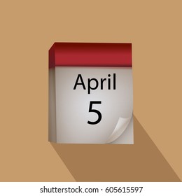 Vector calendar icon 5 April
