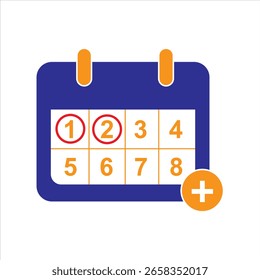 Icono de calendario de Vector azul amarillo