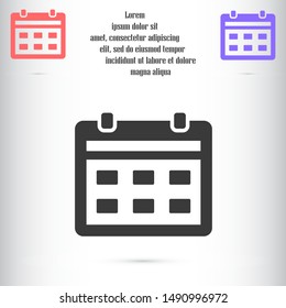 Vector calendar icon. The icon of calendar to calculate days. calendar for wall icon. online calendar icon.
