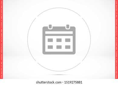 Vector calendar icon. The icon of calendar to calculate days. calendar for walls icon. the calendar for the house. online icon.