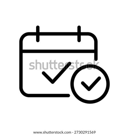 Vector calendar icon with clock and check mark for business and time management design