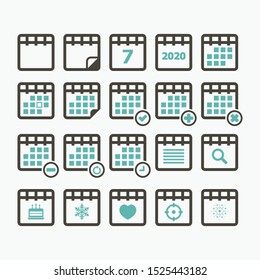Vector calendar icon color set