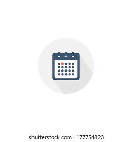 Vector calendar icon. Flat design with long shadow