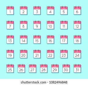 Vector Calendar Icon. Flat and thin line vector illustration. Calendar sheets on light blue background. July