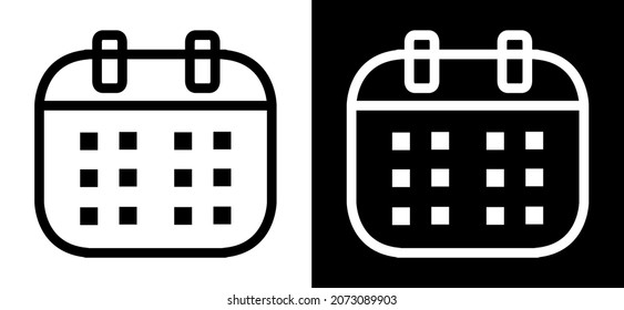 Vector Calendar Icon. Calendar icon graphic design vector sign symbol for your project. Flat design style. Vector icon on white and black background