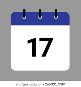 Vector calendar icon illustration with day 17, date, month, and year for event and holiday planning template design