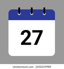 Vector calendar icon illustration with day 27, date, month, and year for event and holiday planning template design