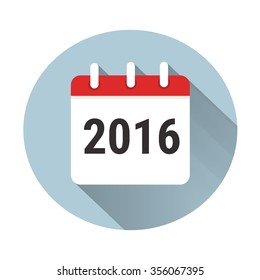 Vector Calendar Icon with long shadow. 2016.