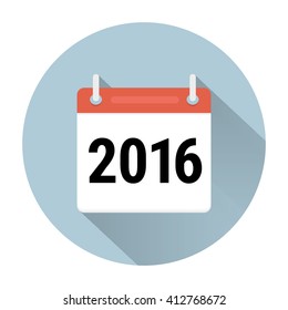Vector Calendar Icon with long shadow.