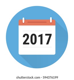 Vector Calendar Icon with long shadow. 2017