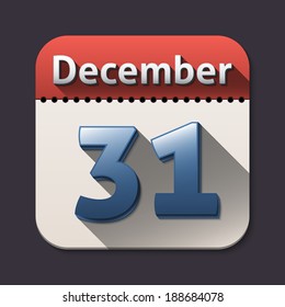 Vector calendar icon with long shadows
