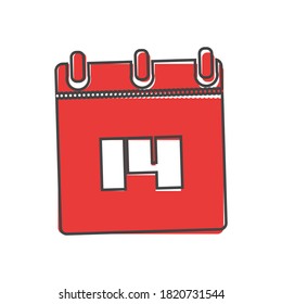 Icono de calendario vectorial sobre el estilo de dibujos animados sobre fondo aislado blanco.