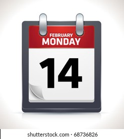 Vector calendar icon on February 14
