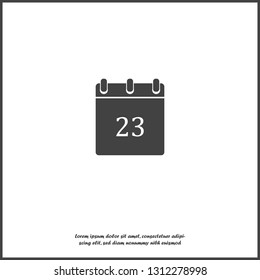 Vector calendar icon  on white isolated background. Layers grouped for easy editing illustration. For your design.