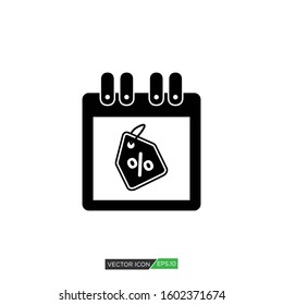 Vector calendar icon with percent illustration