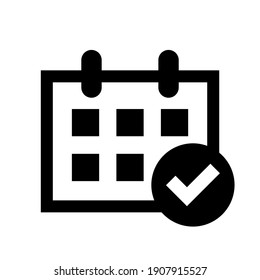 vector calendar icon, schedule symbol, calendar with agree symbol