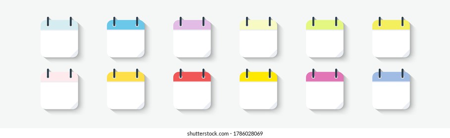 Juego de iconos de calendario de vectores. página Calendario espiral. Ilustración del vector